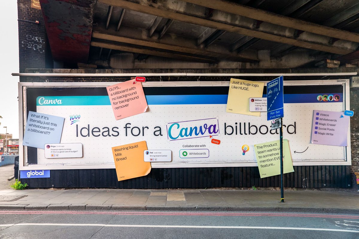 OBSESSED with this OOH campaign from Canva 🤭💜🫧👋

"Can you make this logo bigger?" is something I've heard a million times, even as someone who quite literally, isn't a designer. 

Have you seen this pop up around Waterloo Station in London?