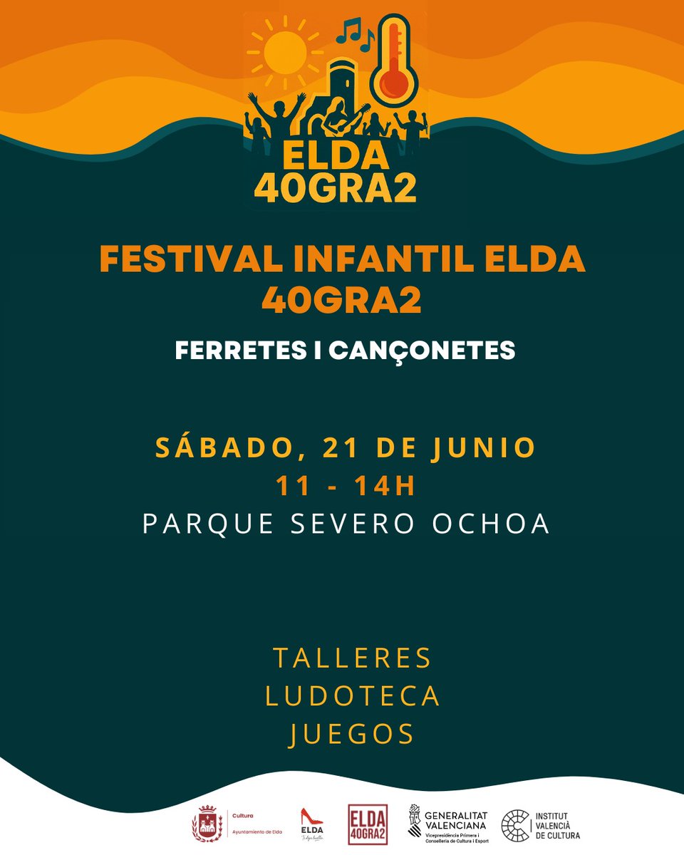 🌞🌡️ El parque Severo Ochoa acoge este sábado el Festival Infantil 40Gra2 con música, talleres y juegos al aire libre para los más pequeños

elda.es/?p=875691

#Elda #Elda40gra2