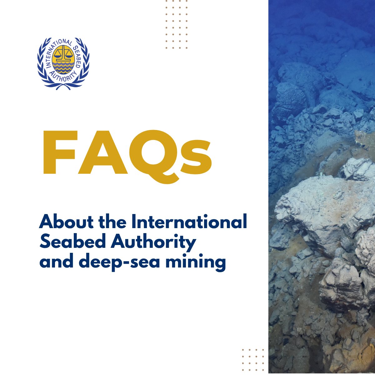 #DidYouKnow that we’ve put together a comprehensive Frequently Asked Questions list covering everything you need to know about the International Seabed Authority and deep-sea mining?

🔗 Dive in: isa.org.jm/faq-for-media/

#DeepSeaMining #OceanGovernance #ISA