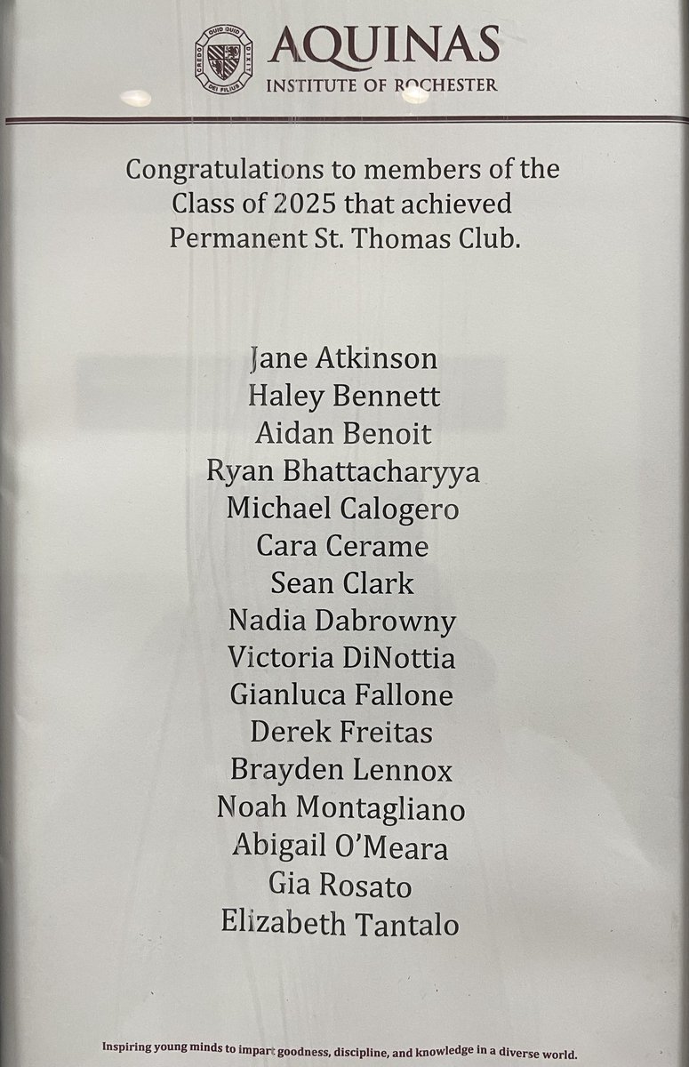AQ Throw-Back-Thursday, The Permanent Saint Thomas Club.  Our Alma Mater added it's newest members from the Class of 2025.
Who from your class made the cut?