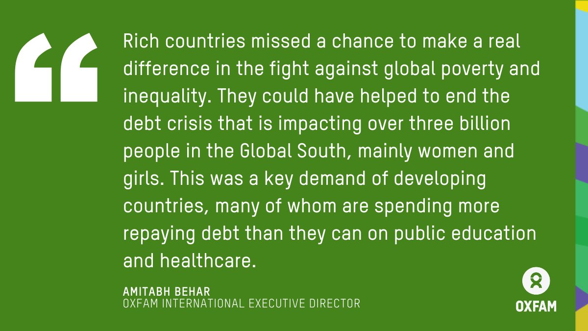 REACTION: Financing for Development Conference outcome document a missed opportunity in fight against global poverty and inequality.

Oxfam is going to #FFD4 in Sevilla to urge governments to take more ambitious commitments to end the debt crisis.

👉oxf.am/ffd-outcome