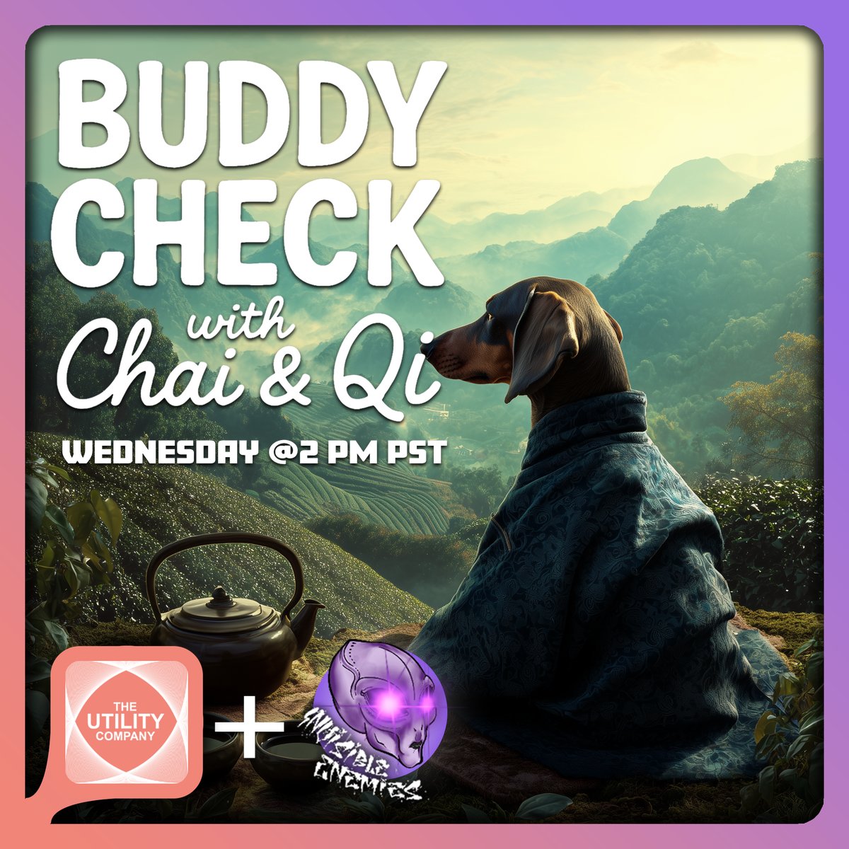 The_Utility_Co's tweet image. Join us at Buddy Check with Chai &amp;amp; Qi, 

x.com/i/spaces/1kvJp…

A relaxed community space for real conversations, soft landings, and mutual support. Brought to you by The Utility Company (TUC) and Invisible Enemies, this isn’t a panel, a pitch, or a performance—it’s just people…
