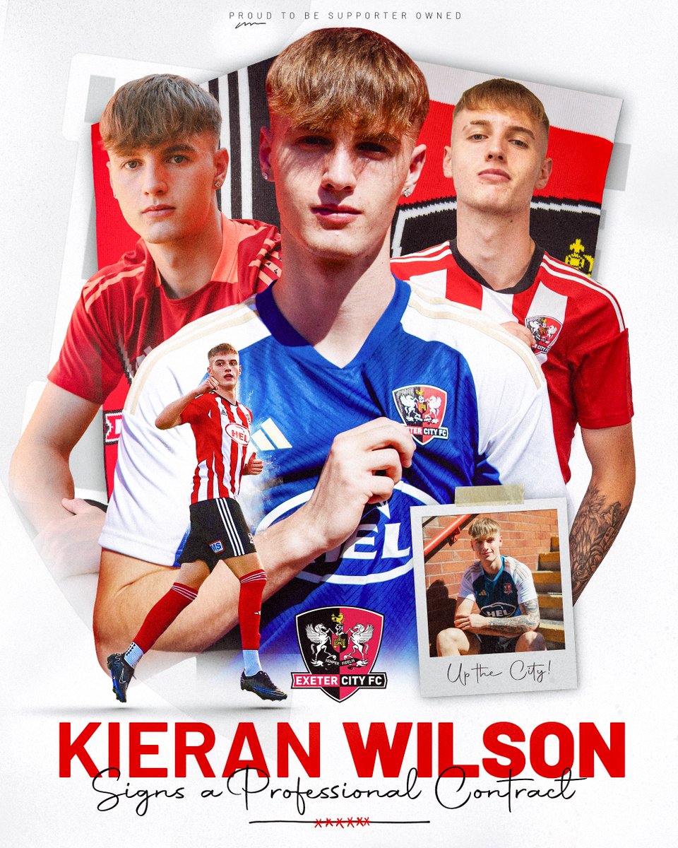 ✍️ Congratulations, Kieran 👏 

We are delighted to announce that Kieran Wilson has signed a professional contract 🤝

🔗 Full story ➡️ exetercityfc.co.uk/WilsonPro

#ECFC #SemperFidelis