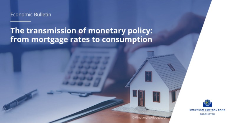 ecb's tweet photo. Average mortgage interest rates are set to rise despite recent ECB rate cuts, slowing the recovery in consumption.

Why?

🔹lag effects from the previous hiking cycle

🔹a high share of fixed-rate mortgages

Read more in our #EconomicBulletin