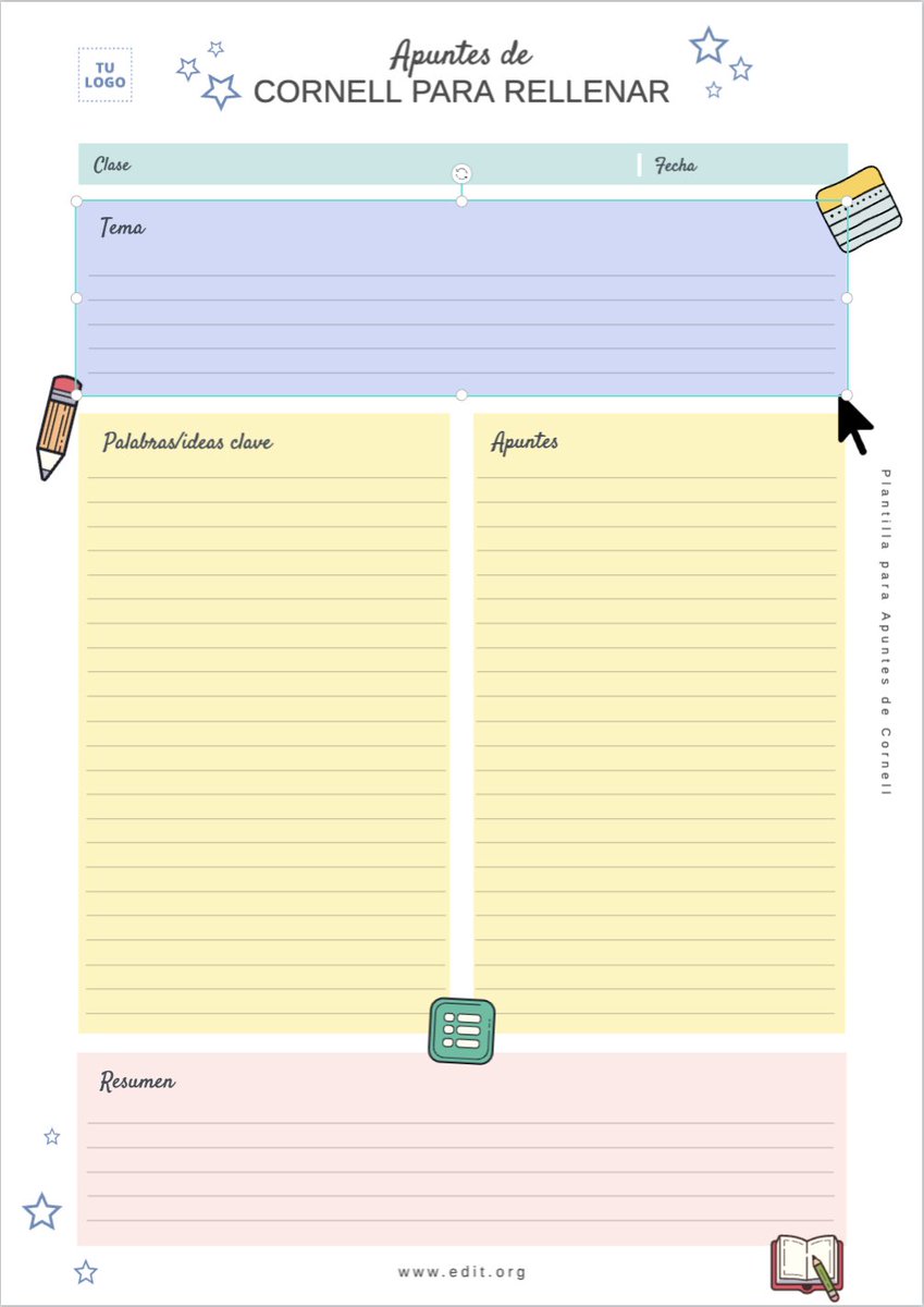 edit_org_edu_es's tweet photo. ¿Conoces el sistema de Notas Cornell para tomar apuntes? Consta de:

❔Columna de preguntas y términos clave
🗒️Columna de notas con toda la información
💡Resumen en la parte inferior de la hoja

¡Mejora la organización de las ideas clave y facilita el repaso de apuntes! https://t.co/2Ij2gptzXm