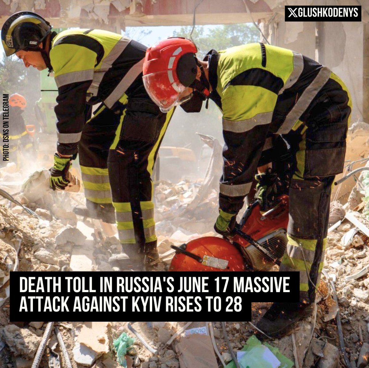🕯 Death toll from Russia's missile strike on Kyiv has risen to 28 as rescuers recovered another body from the rubble of a residential building, State Emergency Service said.