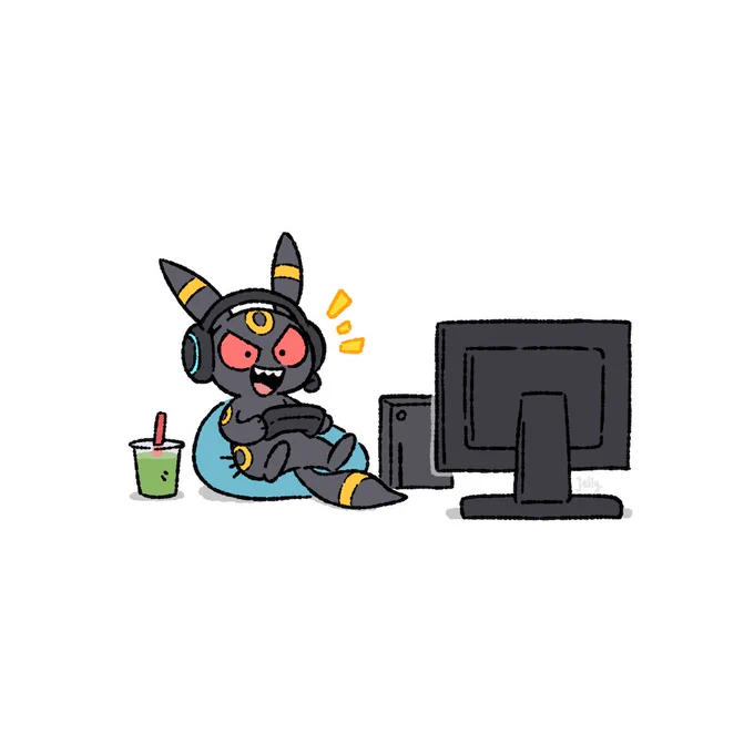 Pokemon doodle ko-fi commission. Umbreon.