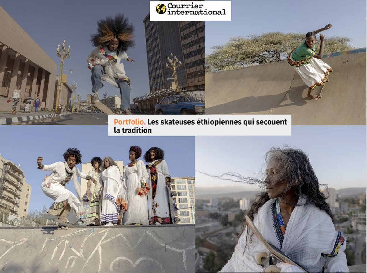 En Ethiopie, le skate est en pleine croissance mais reste une discipline surtt masculine. La photographe Chantal Pinzi a rencontré des pionnières qui bravent “un contexte socialemt conservateur” pour rouler en tte liberté, menant une révolution inattendue 
courrierinternational.com/diaporama/port…
