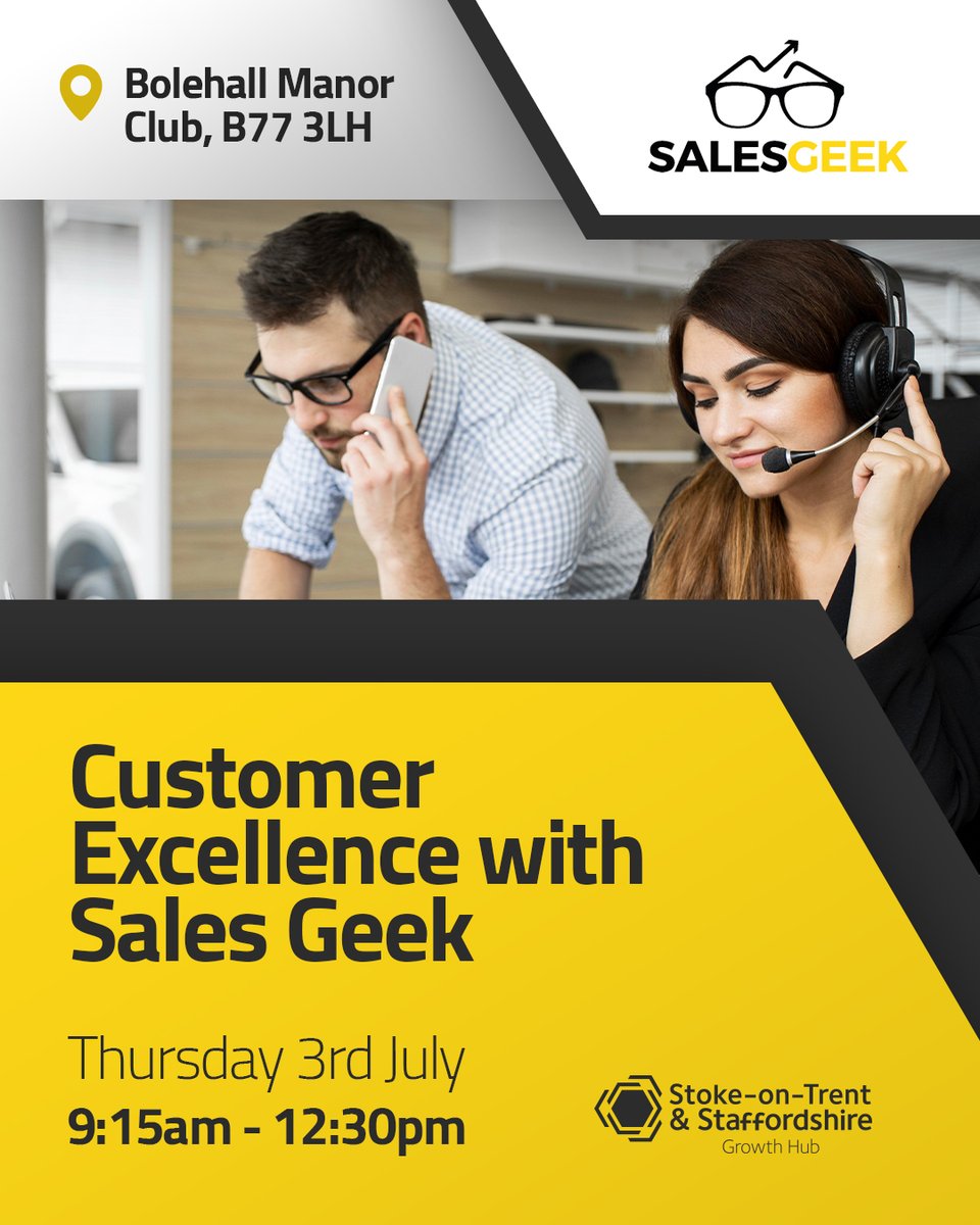 This workshop, delivered by Sales Geek, will explore how to: 

✅ Define Customer Excellence in today’s market
✅ Distinguish between customer journey and customer experience
✅ Align your sales process to deliver real value

Early booking is advised: eventbrite.co.uk/e/customer-exc…