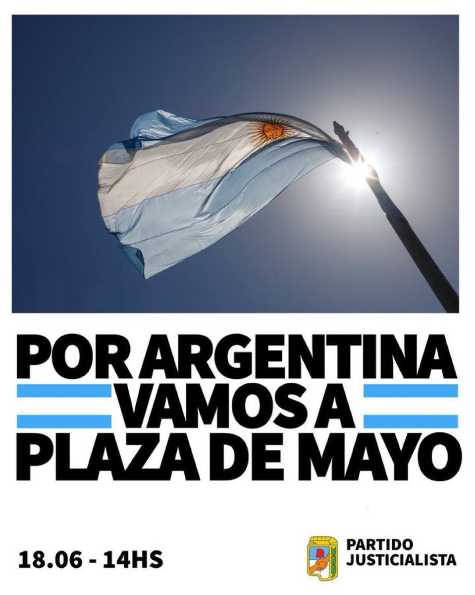 La convocatoria en Argentina es: todos a la Plaza de Mayo 🏃.

El objetivo está claro, van a por Cristina y su pueblo demostrará que no está sola, defender a Cristina es defender la Patria.

#TodosConCristina