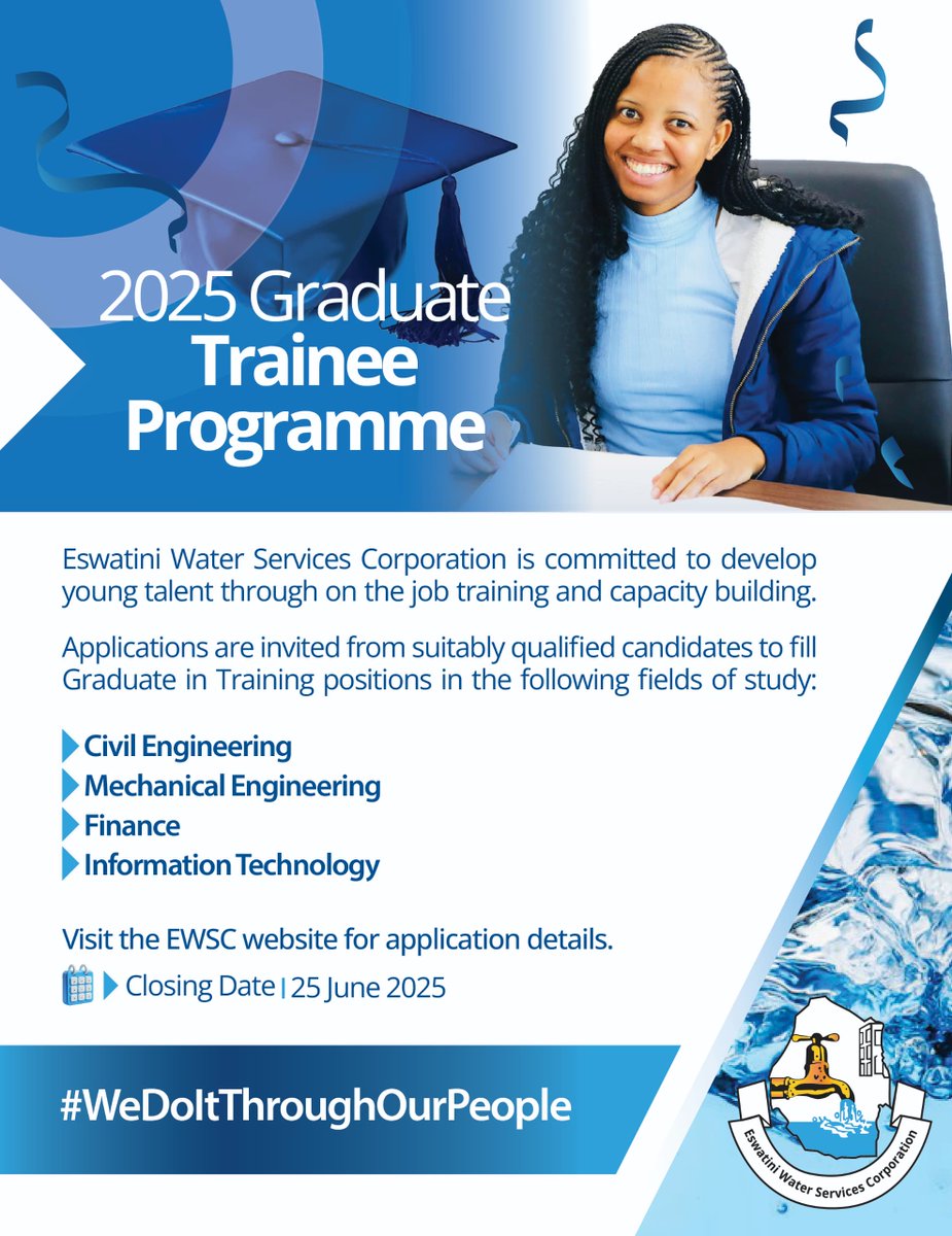 Are you a qualified, graduate looking to kick-start your career with purpose? This is a fantastic opportunity to gain experience, mentorship, and exposure in the water and sanitation sector an area that directly impacts lives and national development. ewscjobs.mcidirecthire.com
