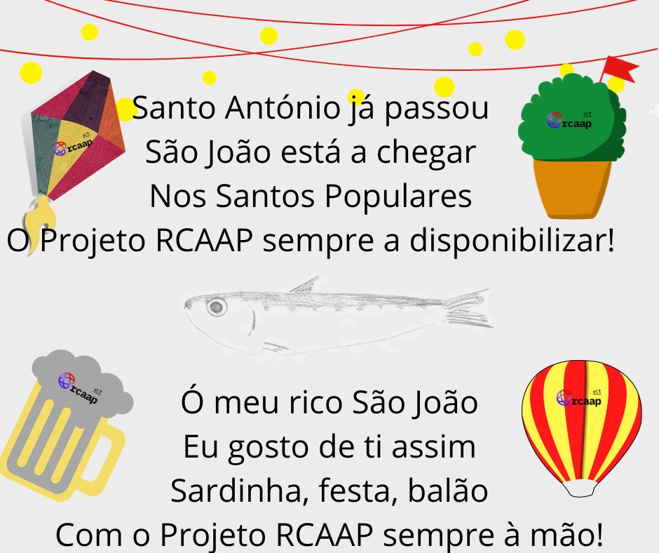 rcaap's tweet image. Equipa #RCAAP deseja bom #SãoJoão 🥳🐟🍞🫑