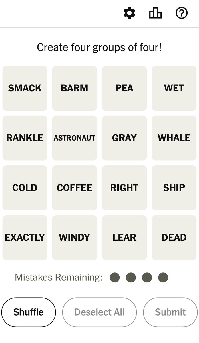 As a native Wiganer, I was SHOOK by today's Connections grid! All that's missing is the babby's yed.
