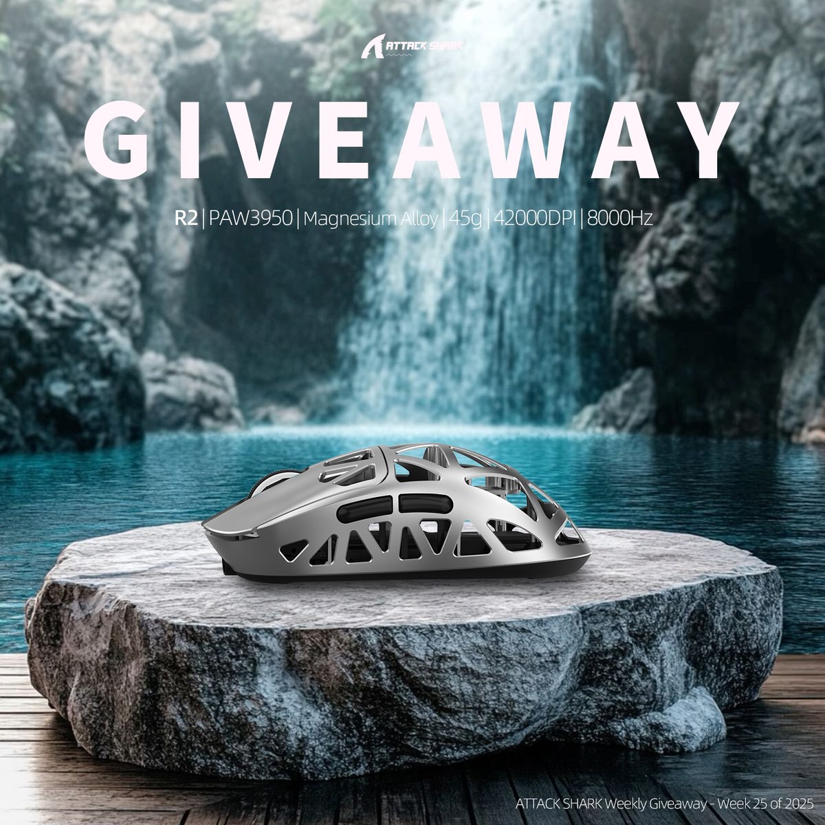 ATTACK SHARK Weekly Giveaway - Week 25 of 2025🎉
👉To enter: gleam.io/9fToT/attack-s…
🎁Prize: 1 Winnner, R2 MOUSE (Grey)

📝Terms: Announced on Jun. 25. 

👉Where to buy: attackshark.com/products/attac…

🔆Prize features:
• PAW3950 Sensor
• Magnesium Alloy
• 45g Super Light

#Giveaway