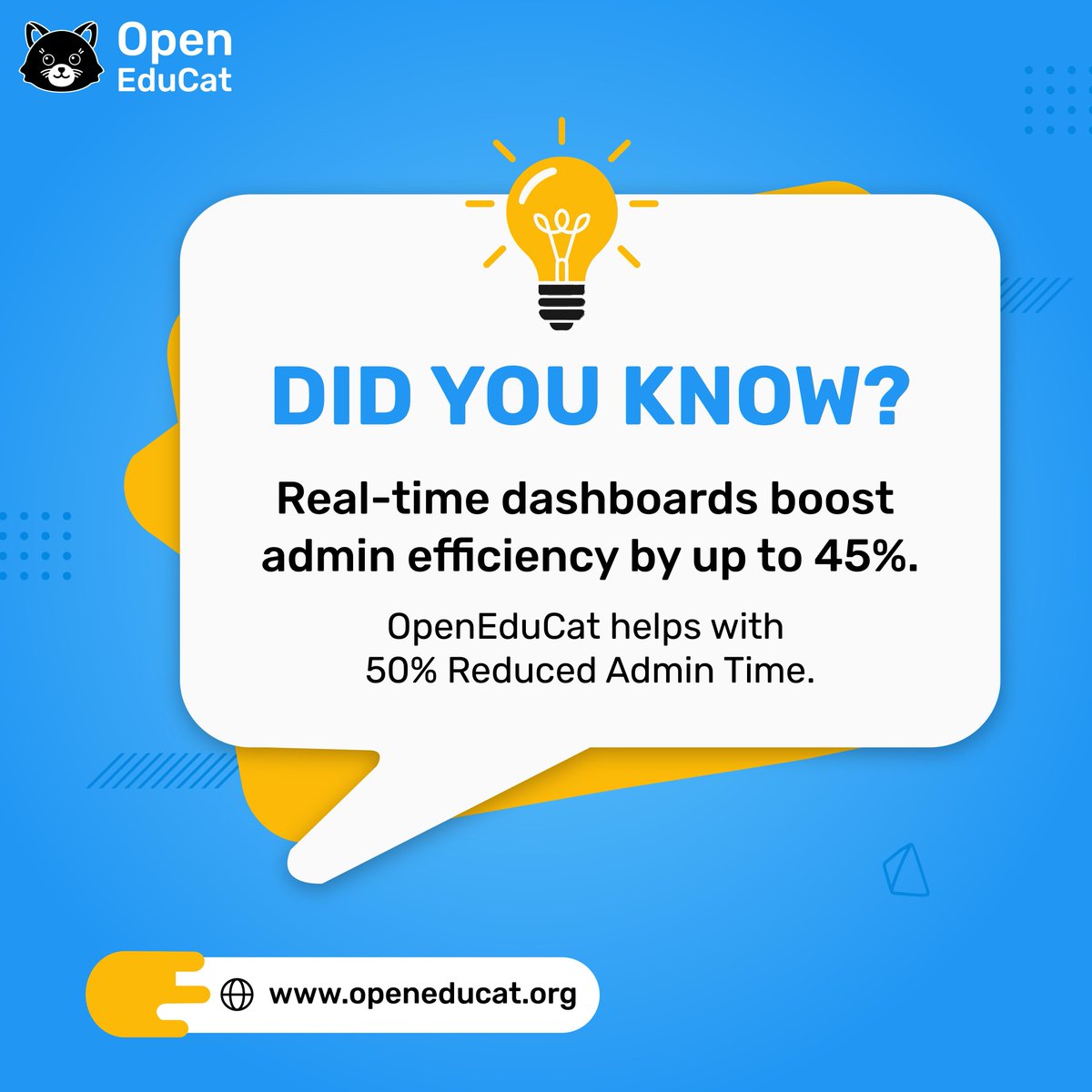 openeducat's tweet image. 📊 Did You Know?
Real-time dashboards can boost admin efficiency by up to 45%.
With OpenEduCat get up to 50% reduction in administrative time!
✅ Instant insights
✅ Smarter decisions
✅ More time for what really matters
#openeducat #edtech #adminmanagement #schoolsoftware