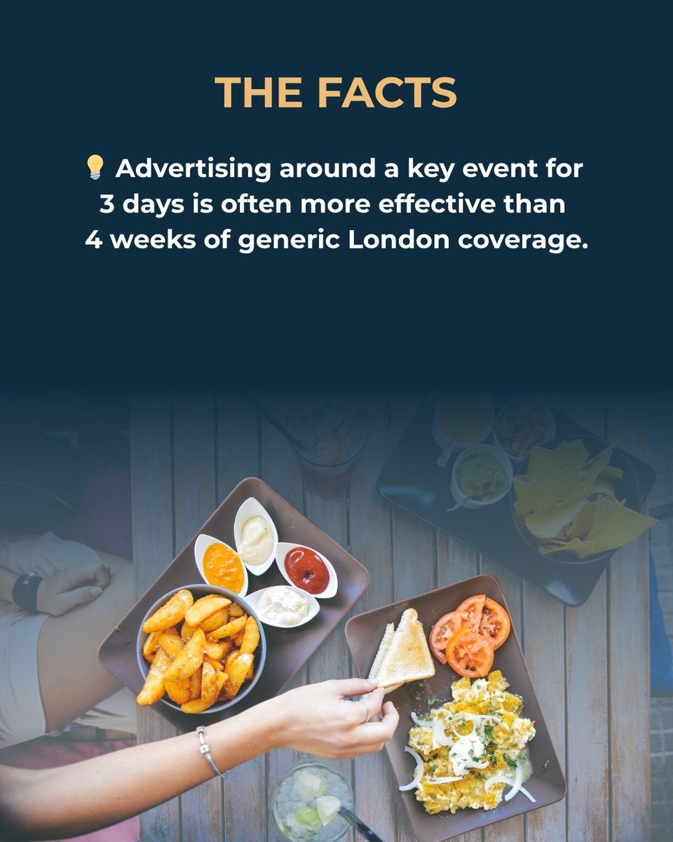 Perfect time to shout about our Food Lovers Pack — a tactical 3-day OOH burst that hits foodies during key commuter hours 🎯

Smart targeting. Big appetite.

Why run for 4 weeks when 3 days could do more?

#OOH #TasteLondon #FMCG #FoodMarketing