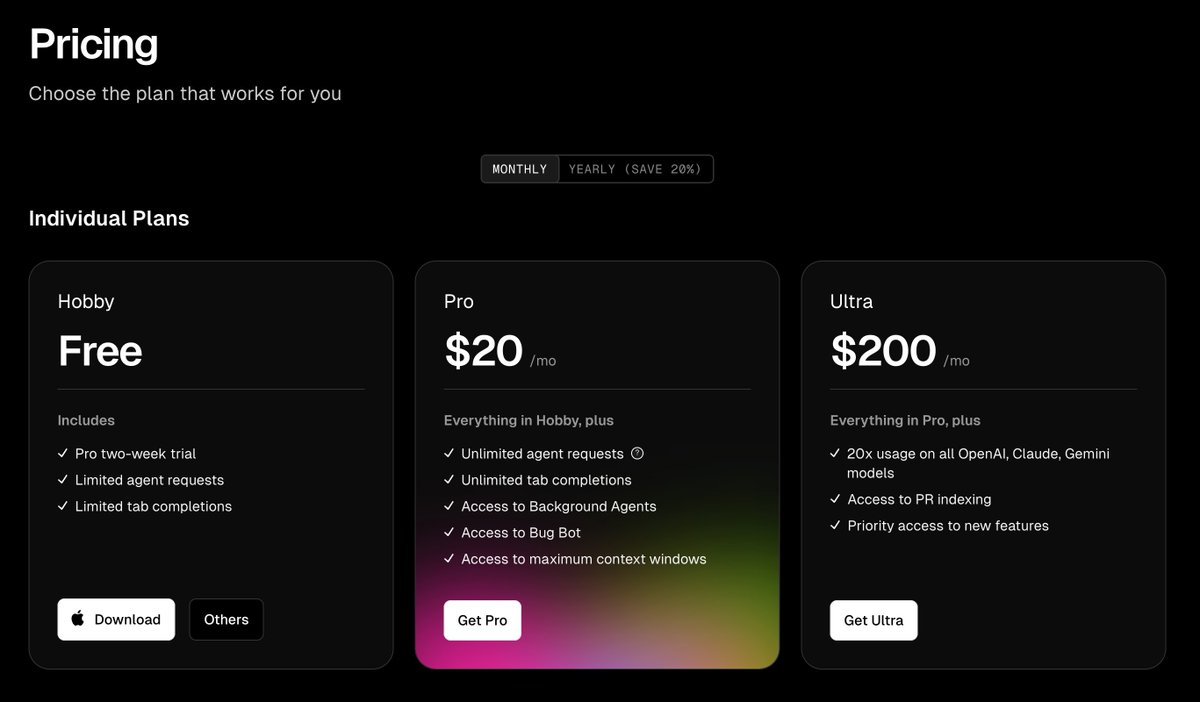 OMD Cursor now offers unlimited requests on the pro plan (w rate limits)!! Happy days!!