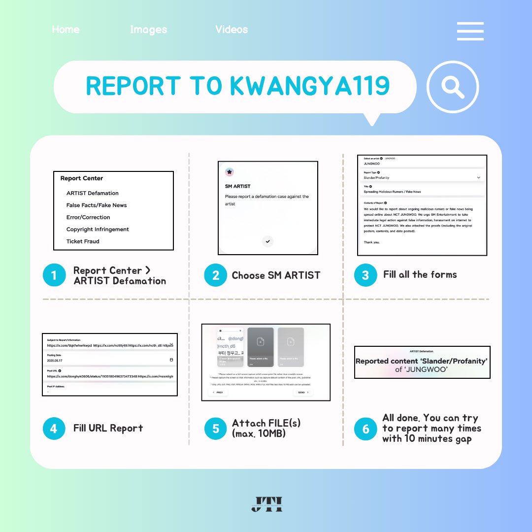 🚨KWANGYA 119 MASS REPORT🚨

Jungp, help us to report to kwangya119.smtown.com for malicious rumors targetting Jungwoo. Please, refer to our tutorial and template below for details.

🔗 Template: bit.ly/Report119
🔗 PDF: shorturl.at/gZd8Y

‼️ Report many times
‼️
