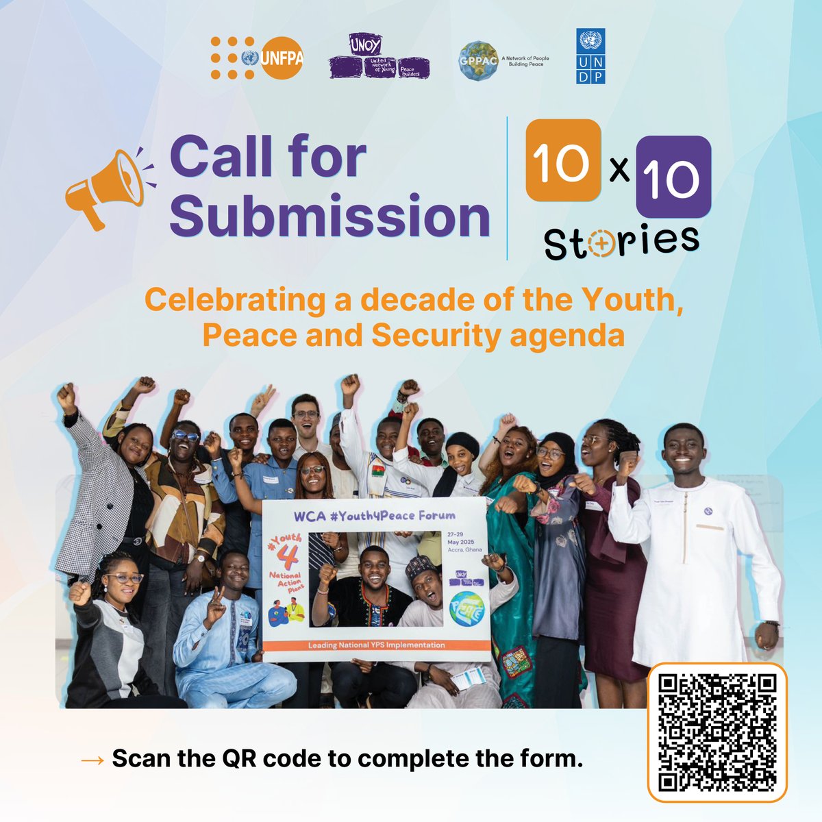Are you a young #peacebuilder from West, Central, East or Southern Africa

🎨Using art for peace
💬Leading community dialogue 
🫶🏿Preventing conflict
🗺️Or doing things your own way…

Share your story &amp; be featured in #YPS 10-year anniversary publication🔗
bit.ly/3HIJHGj