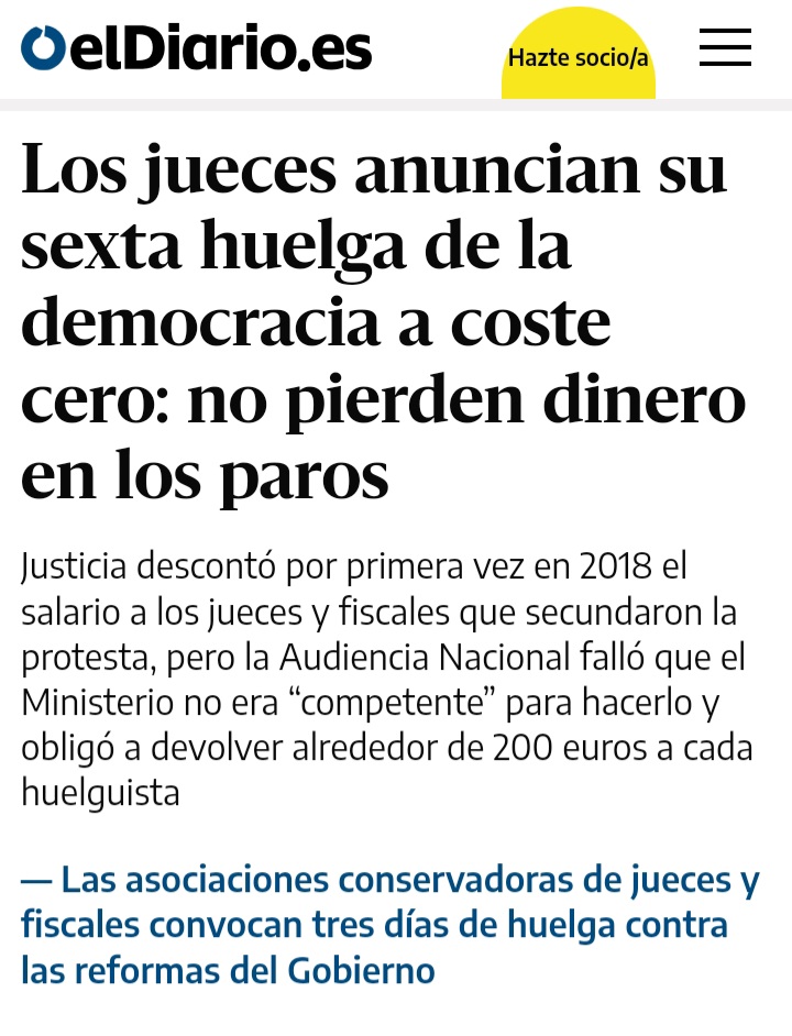 Ramón🔻 (@ramn05497657) on Twitter photo ¿Los jueces hacen huelga pero cobrando?
¿Pero que privilegio es ese?
Hay que joderse...🤦♂️👇 ¿Los jueces hacen huelga pero cobrando?
¿Pero que privilegio es ese?
Hay que joderse...🤦♂️👇