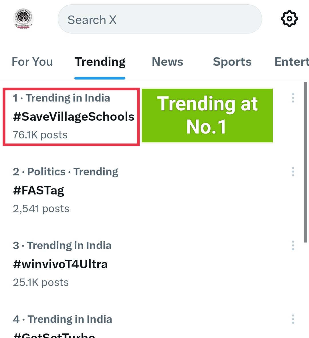 #SaveVillageSchools 
Trending at No. 1