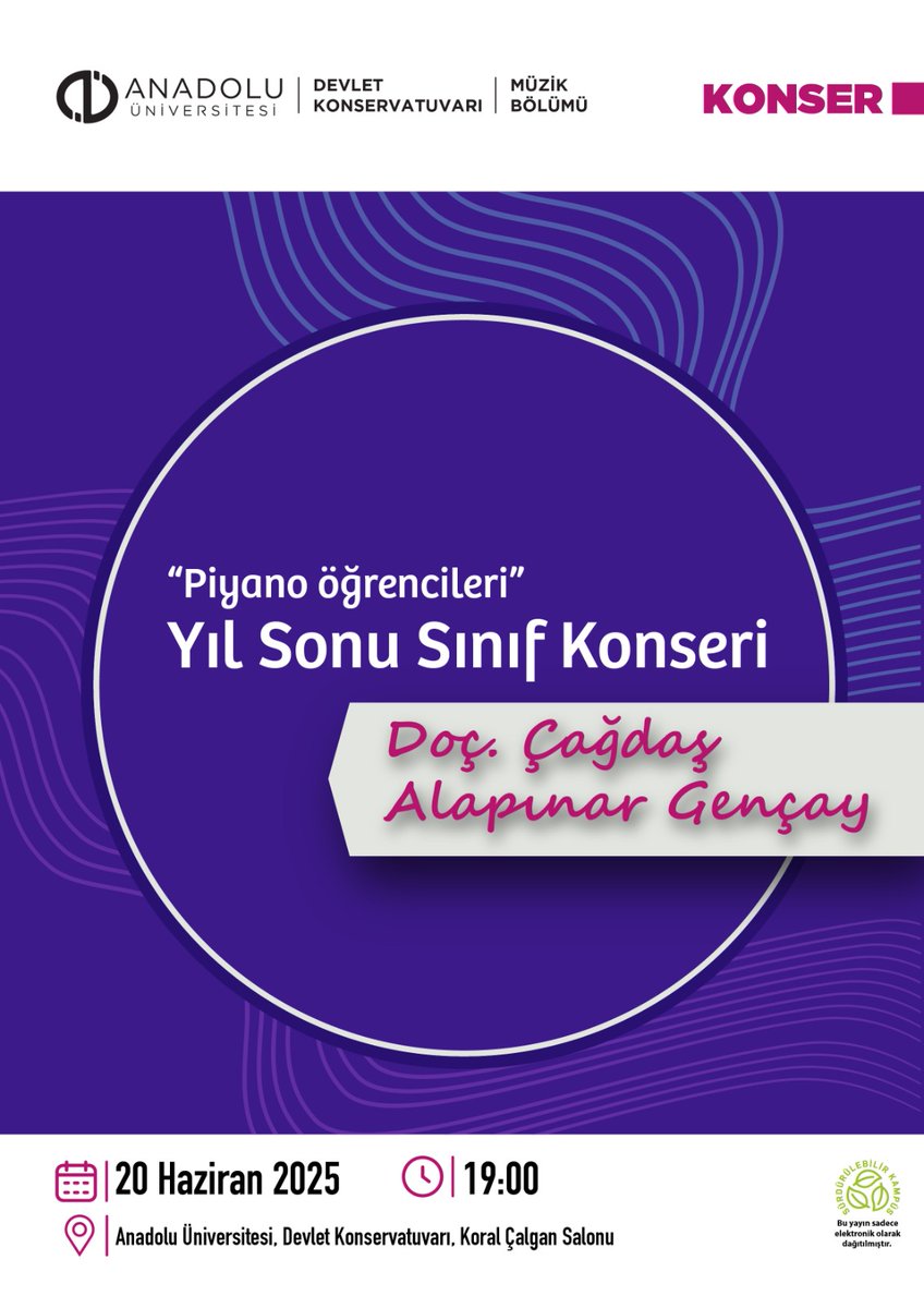 "Piyano Öğrencileri" Yıl Sonu Sınıf Konseri

🗓️ 20 Haziran 2025
⏰ 19.00
📍 Koral Çalgan Salonu 

<a href="/Anadolu_Univ/">Anadolu Üniversitesi</a>