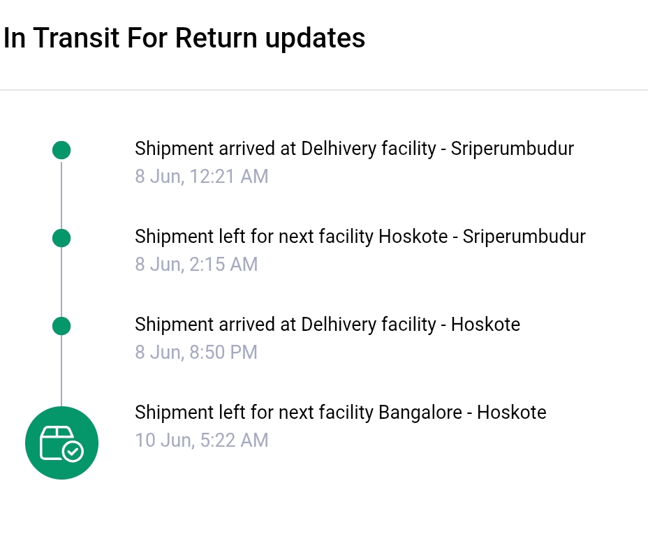mridulaswamy's tweet photo. @delhivery a shipment #10180011221150 was picked up 10 days ago and is yet to be returned to the seller. It is stuck somewhere for a week. website/ app/ ivr doesn't allow interaction with any humans to discuss. Im absolutely frustrated with the poor logistics https://t.co/zSp8ZEOx93