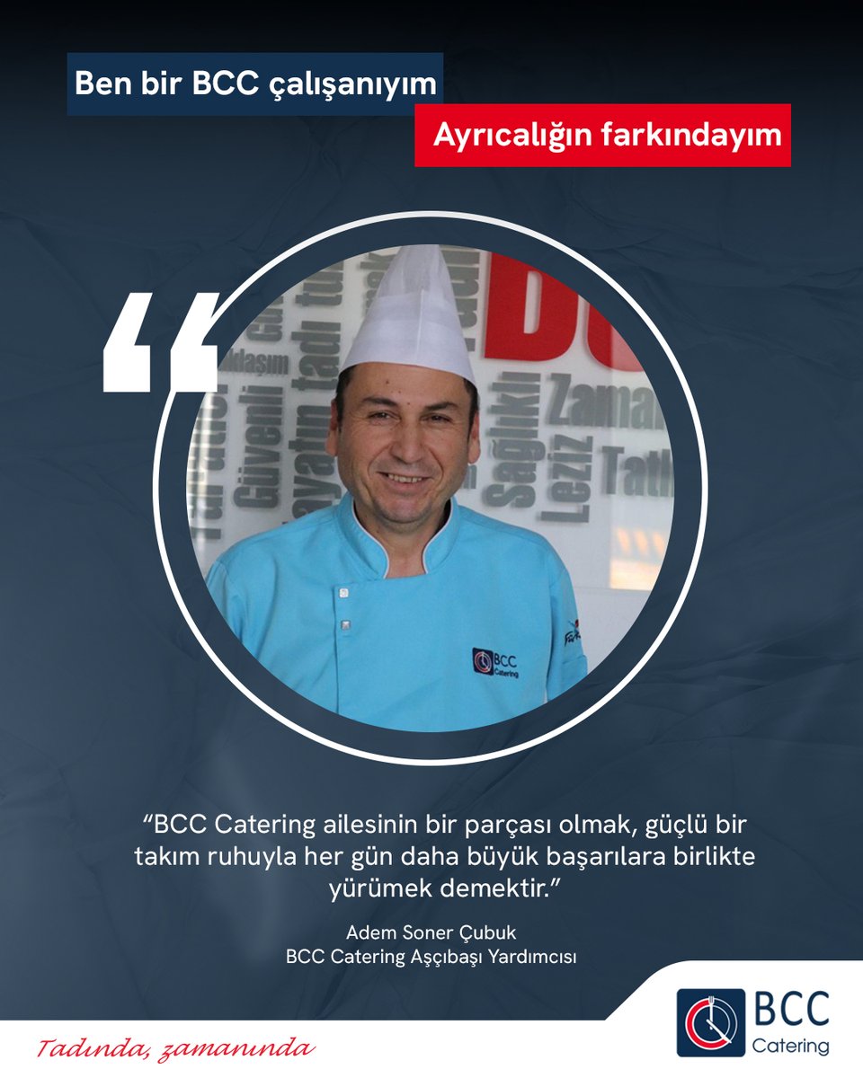 Çalışmalarıyla BCC CateringAilesi’ne değer katan Adem Soner Çabuk’a güzel sözleri için teşekkür ederiz.
#personel #topluyemekhizmeti #Catering #BCCCatering