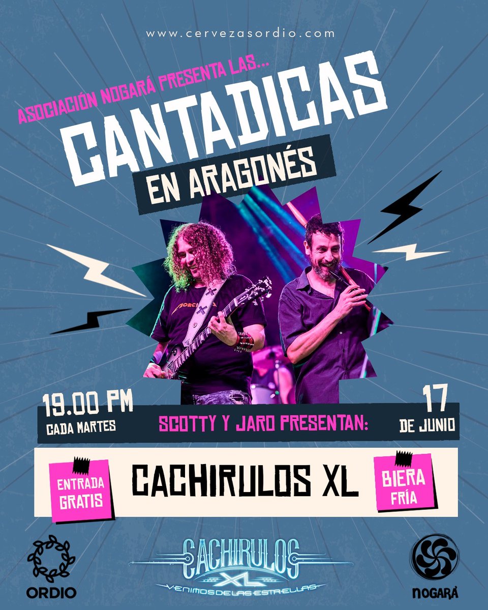 🎶🗣️ Ahier, Buena tarde de verano con musica en #aragonés, chunto con <a href="/cervezasordio/">ᴏʀᴅɪᴏ</a> y Cachirulos XL
Que a calor no t'acobarde! 😉
