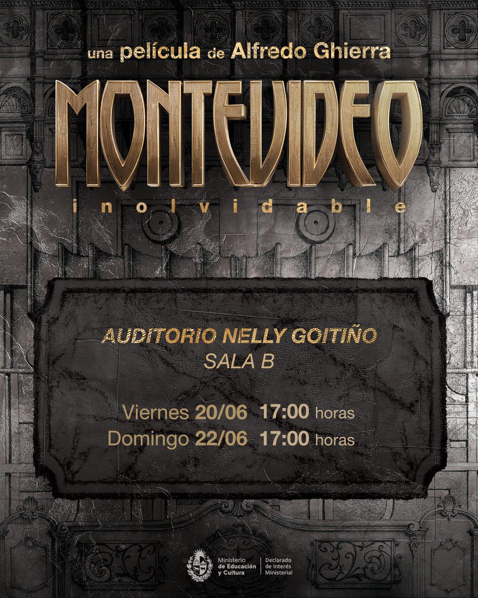 alfredoghierra's tweet photo. Vayan haciendo planes para el fin de semana: Viernes 20 y Domingo 22 últimas funciones de Montevideo Inolvidable en @cinedelsodre 

Entradas en Tickantel 👉🏼 https://t.co/sgfDcTcrGE https://t.co/ddVf7DuQ83