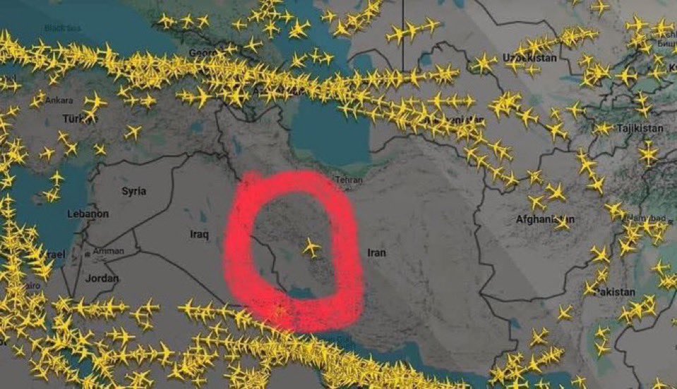 No airplane in the world is entering Iran's airspace. Only a Chinese cargo plane was seen today. ✈️ 
#Haifa #Refinery #Oil #Safety #Israel
#Iran #Israel #IranIsraelConflict #IranUnderAttack #IsraelIranWar #MiddleEast #Tehran #TelAviv #Breaking