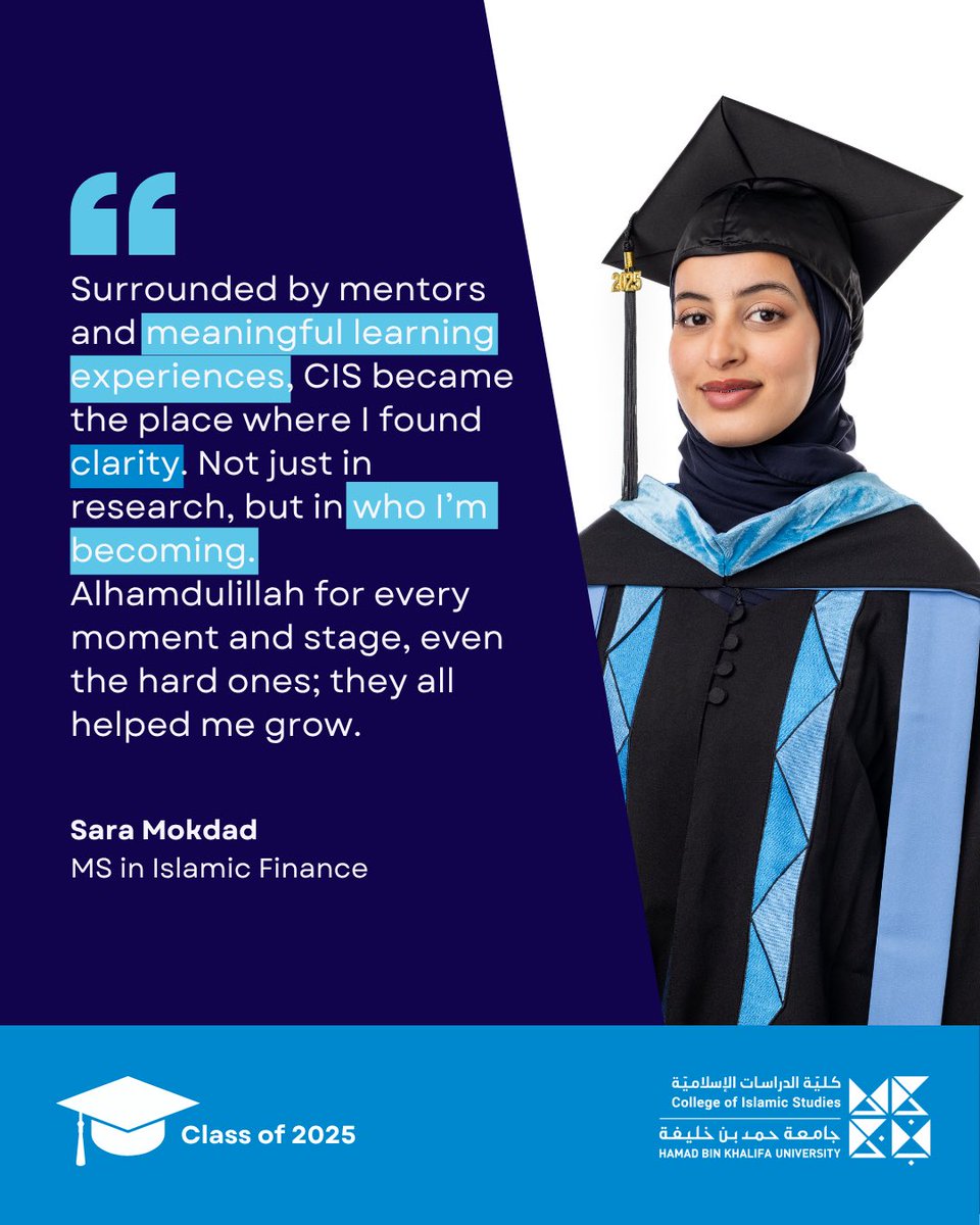 College of Islamic Studies (CIS) at HBKU (@hbku_cis) on Twitter photo Sara Mokdad
MS in Islamic Finance
#Classof2025 #HBKU_CIS #HBKU_CIS_Grad
<a href="/HBKU/">جامعة حمد بن خليفة</a>
<a href="/qf_alumni/">QF Alumni Program</a>
<a href="/Students_Qatar/">Campus & Student Life in Qatar</a> Sara Mokdad
MS in Islamic Finance
#Classof2025 #HBKU_CIS #HBKU_CIS_Grad
<a href="/HBKU/">جامعة حمد بن خليفة</a>
<a href="/qf_alumni/">QF Alumni Program</a>
<a href="/Students_Qatar/">Campus & Student Life in Qatar</a>