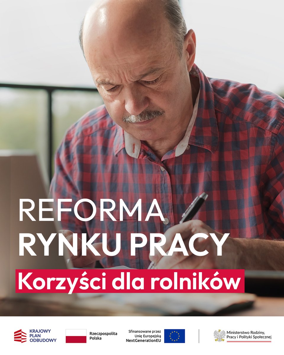 Ministerstwo Rodziny, Pracy i Polityki Społecznej (@mrpips_gov__pl) on Twitter photo ℹ️ Jesteś rolnikiem i nie masz stałych dochodów? 👉 Od teraz możesz korzystać z usług urzędów pracy – na takich samych zasadach, co inni bezrobotni ⤵️
✨ Przygotowana przez <a href="/MRPiPS_GOV__PL/">Ministerstwo Rodziny, Pracy i Polityki Społecznej</a> ustawa o rynku pracy i służbach zatrudnienia, która weszła w życie 1 czerwca 2025 r., ℹ️ Jesteś rolnikiem i nie masz stałych dochodów? 👉 Od teraz możesz korzystać z usług urzędów pracy – na takich samych zasadach, co inni bezrobotni ⤵️
✨ Przygotowana przez <a href="/MRPiPS_GOV__PL/">Ministerstwo Rodziny, Pracy i Polityki Społecznej</a> ustawa o rynku pracy i służbach zatrudnienia, która weszła w życie 1 czerwca 2025 r.,