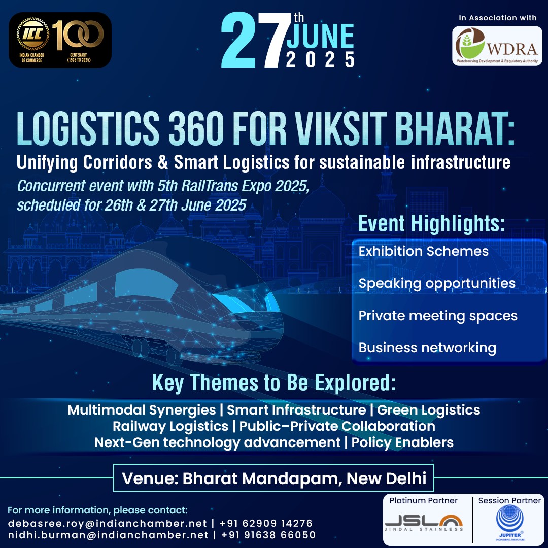 Join us at Logistics 360 for Viksit Bharat!

Date: June 26 - 27, 2025
Venue: Bharat Mandapam, New Delhi.

Discover the future of smart logistics &amp; sustainable infrastructure — where multimodal synergies, 
green logistics, and next-gen tech converge to shape a developed India.