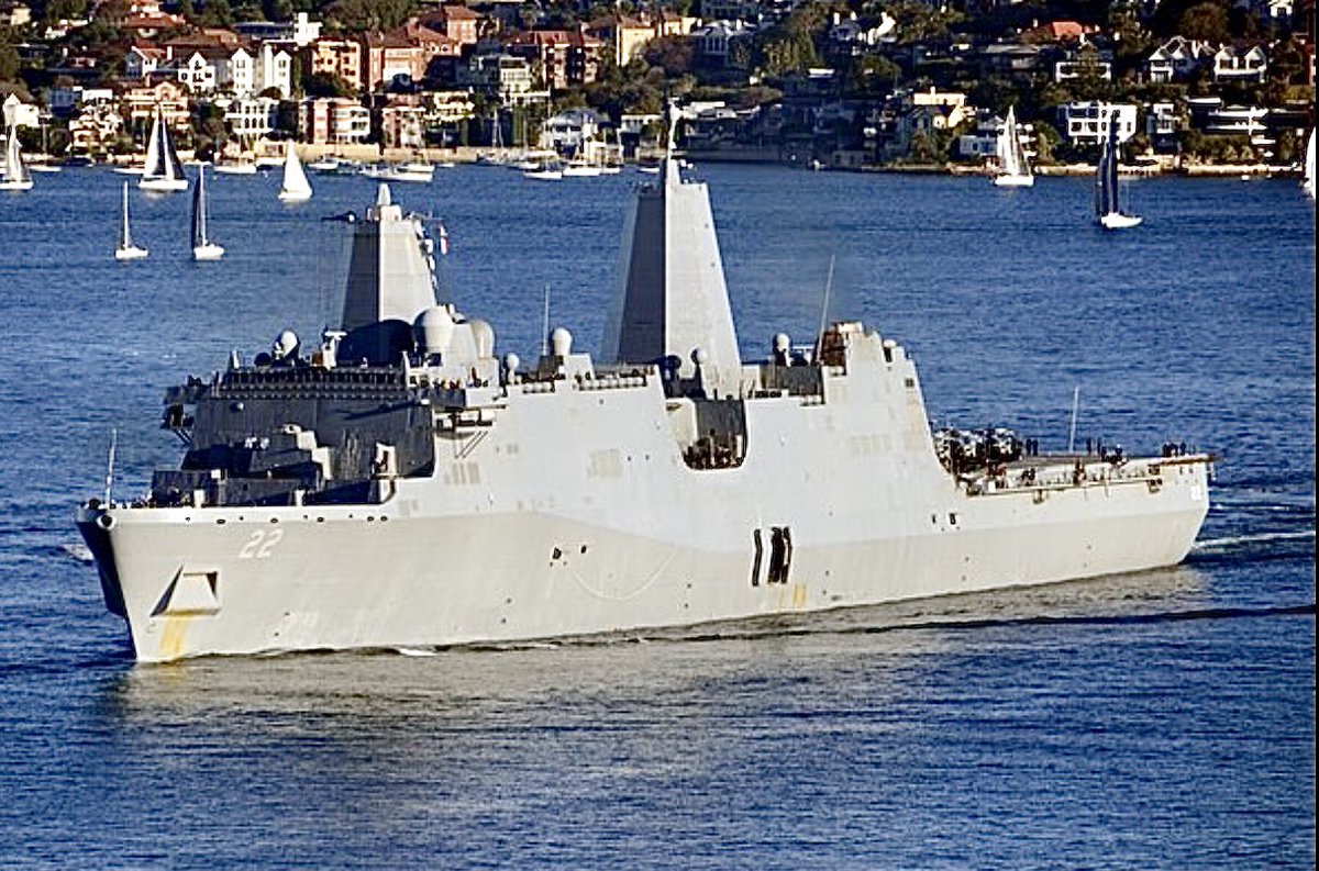 USS San Diego (LPD 22) San Antonio-class Flight I amphibious transport dock leaving Sydney, Australia - June 18, 2025

SRC: INST- sydneyharbourphotography