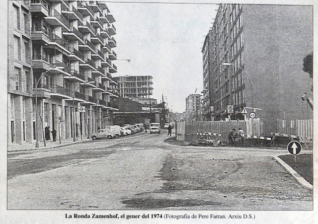 Ronda Zamenhof en construcció. Pere Farran, gener de 1974