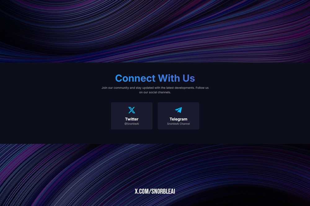 SnorbleAI's tweet photo. Join the Snorble AI community! Stay updated with the latest developments and insights by following us on Twitter (@SnorbleAI) and Telegram (https://t.co/W6xsvqGjWD). Let's build the future of Solana intelligence together! #SolanaCommunity #StayConnected #SnorbleAI https://t.co/5T88ahCsDM