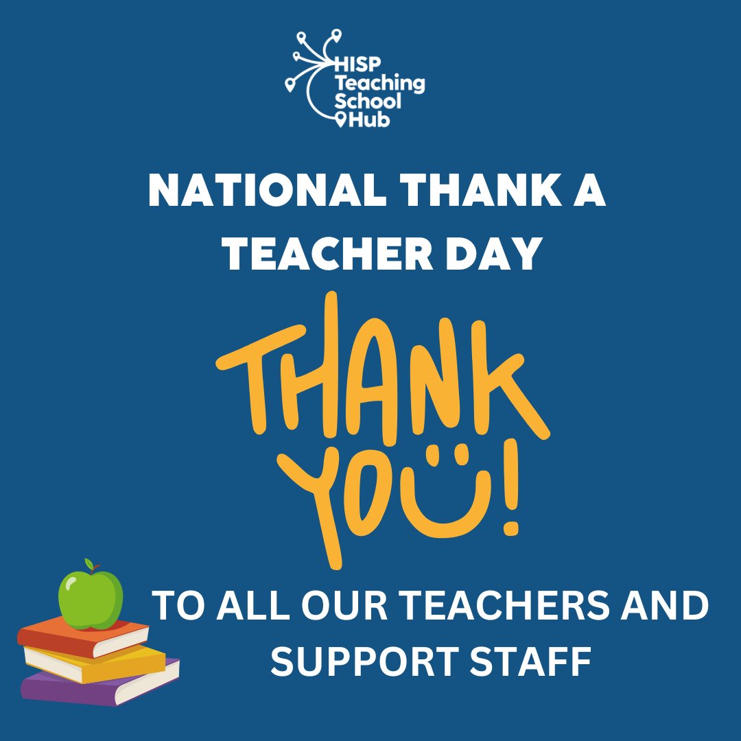 📚💙 National Thank a Teacher Day 💙📚

To every teacher – thank you.
Your work changes lives.
Your commitment matters.
You make a difference! 

#ThankATeacher #HISPTeachingSchoolHub #EducationMatters #TeacherAppreciation #ShapingFutures