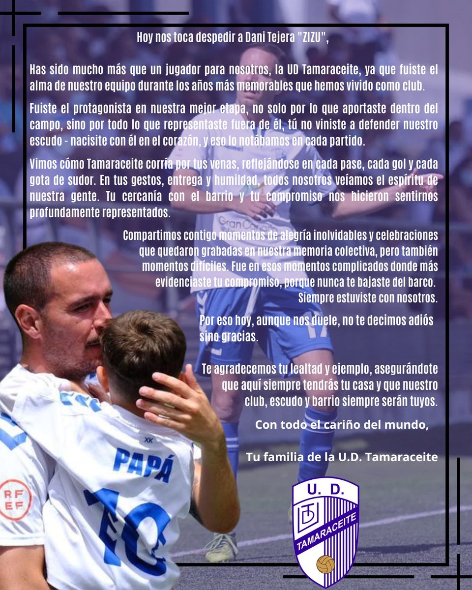 🤍🫂Despedida🫂🤍

🤝Gracias por escribir las páginas más brillantes de nuestra historia, Dani, siempre serás leyenda de la UD Tamaraceite🤝

#VamosTamara #Despedida #TerceraRFEF #Impulso27