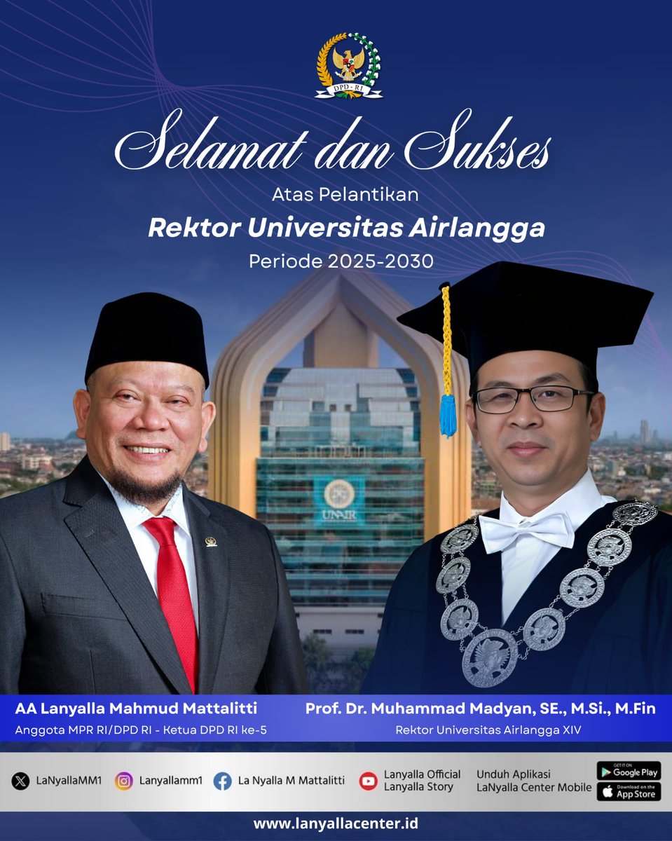 Selamat dan Sukses Prof.Dr. Muhammad Madyan,SE.,M.Si.,M.Fin Atas dilantiknya sebagai Rektor Universitas Airlangga XIV Periode 2025-2026