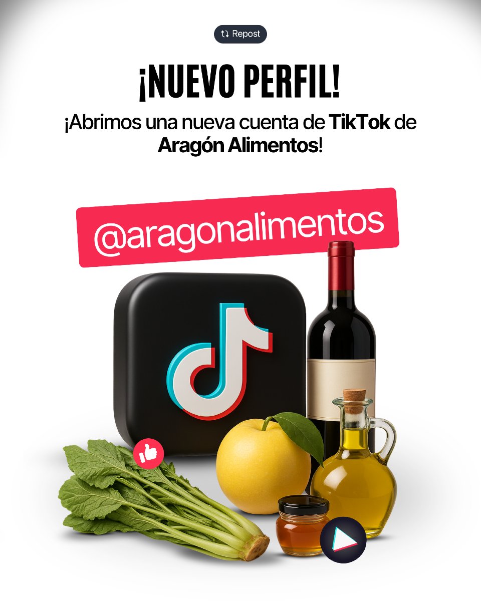 💭 ¿Aún no nos sigues en TikTok? 

¡Síguenos para enterarte de todaslas novedades que te vamos a contar en los próximos días!

👀 tiktok.com/@aragonaliment…