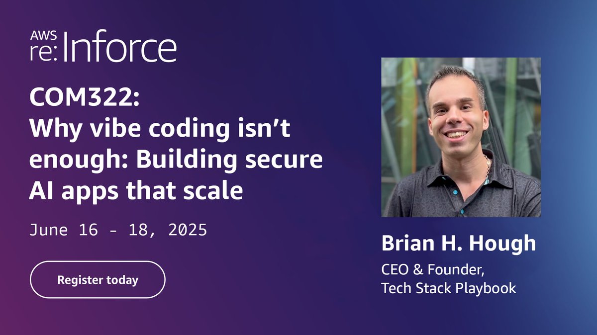 Brian H. Hough (@brianhhough) on Twitter photo Vibe coding isnāt enough.
Security has to be built in ā not bolted on š”ļø
Today at <a href="/awscloud/">Amazon Web Services</a> re:Inforce, Iām sharing the REAL risks behind AI-powered apps. From unauthenticated access to Denial of Wallet attacks, things break fast without security by design.
š« Iāve seen GenAI Vibe coding isnāt enough.
Security has to be built in ā not bolted on š”ļø
Today at <a href="/awscloud/">Amazon Web Services</a> re:Inforce, Iām sharing the REAL risks behind AI-powered apps. From unauthenticated access to Denial of Wallet attacks, things break fast without security by design.
š« Iāve seen GenAI