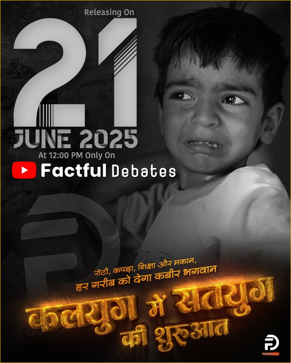 21 जून को दोपहर 12 बजे देखना न भूलें। कलयुग में सतयुग की शुरुआत! Only On Factfull Debates Youtube Channel पर।
Trailer Link: youtu.be/RIxTcZOAxLg