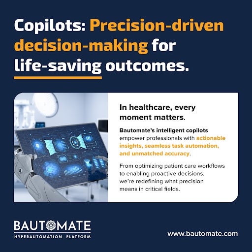 Bautomate_BPA's tweet image. Delays in healthcare aren’t just inefficient—they’re risky.

Bautomate’s Hyperautomation Platform with Copilot, AI Agents &amp;amp; IDP helps providers cut delays, boost compliance &amp;amp; enhance patient care.

Smarter care starts here 👉 bautomate.com/healthcare

#Bautomate #SmartHealthcare…