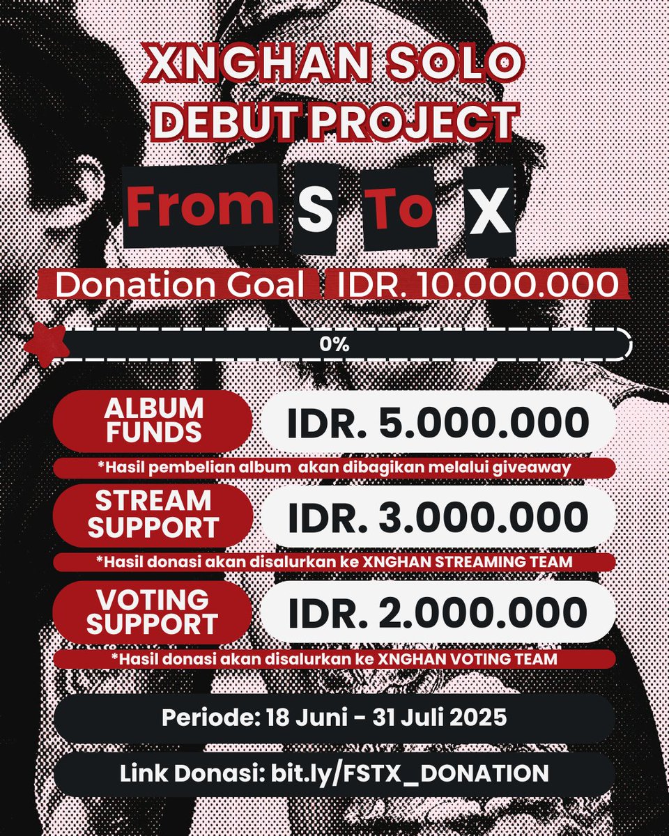 Xnghan Solo Debut Project: From S, To X — Donation Drive

Halo, Hongjjanggus Indonesia!🇮🇩
Untuk menyambut solo debut Xnghan yang akan datang, kami membuka donasi sebagai bentuk dukungan nyata dari fans Indonesia. 💫

📍 Donation Goals: IDR 10.000.000
🔗 Donation Link: