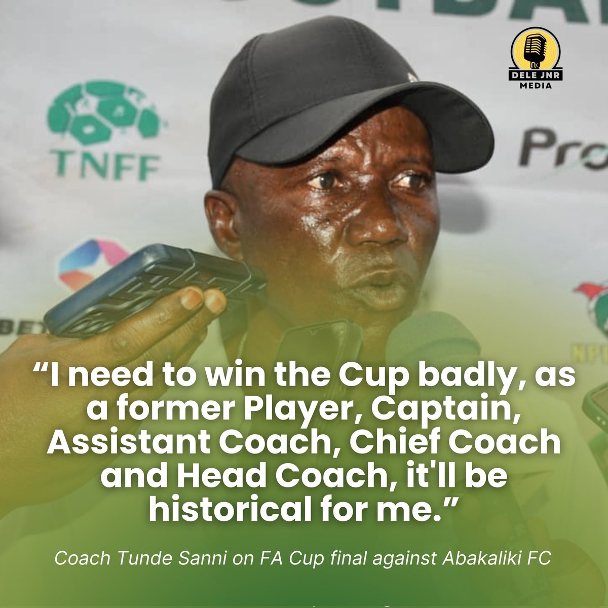 DELEJNR29's tweet image. 🎙️ Kwara United Coach, Tunde Sanni speaking ahead of President #FACupFinal against NNL side, Abakaliki FC

#InterviewWithDele