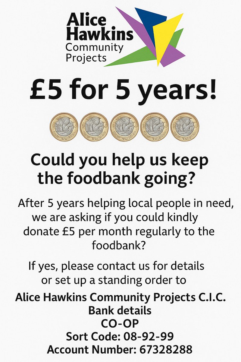 Unfortunately, we're still needed. &amp; we need your support more than ever

Can you donate £5 a month to help us to continue providing food for those who need a little help? 

If you can, please set a standing order up. Ask us if you need help in doing this. #Foodbank #Leicester