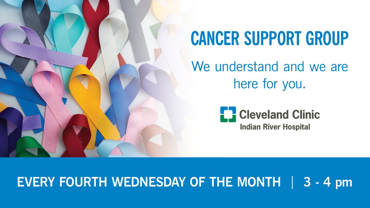 🤝💗 Join us for our #CancerSupportGroup in #VeroBeach every fourth Wednesday of the month. 
This support group will teach you tools on how to improve your quality of life, share your stories, or simply give or receive a hug. 

📅 We'll see you at our next meeting, next week on