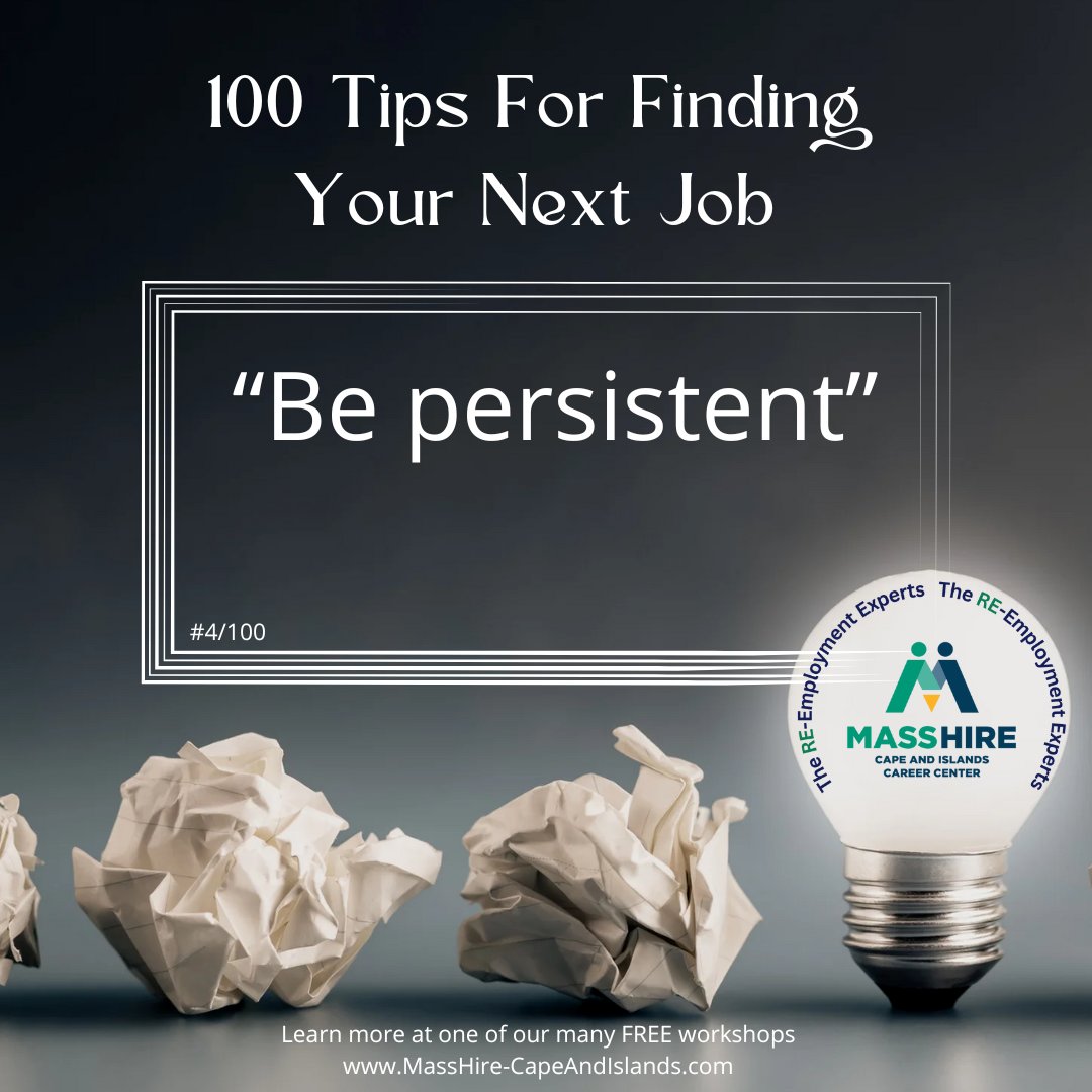 100 Tips For Finding Your Next Job! 
Learn more helpful tips at our free workshops: hubs.ly/Q03qVTgY0