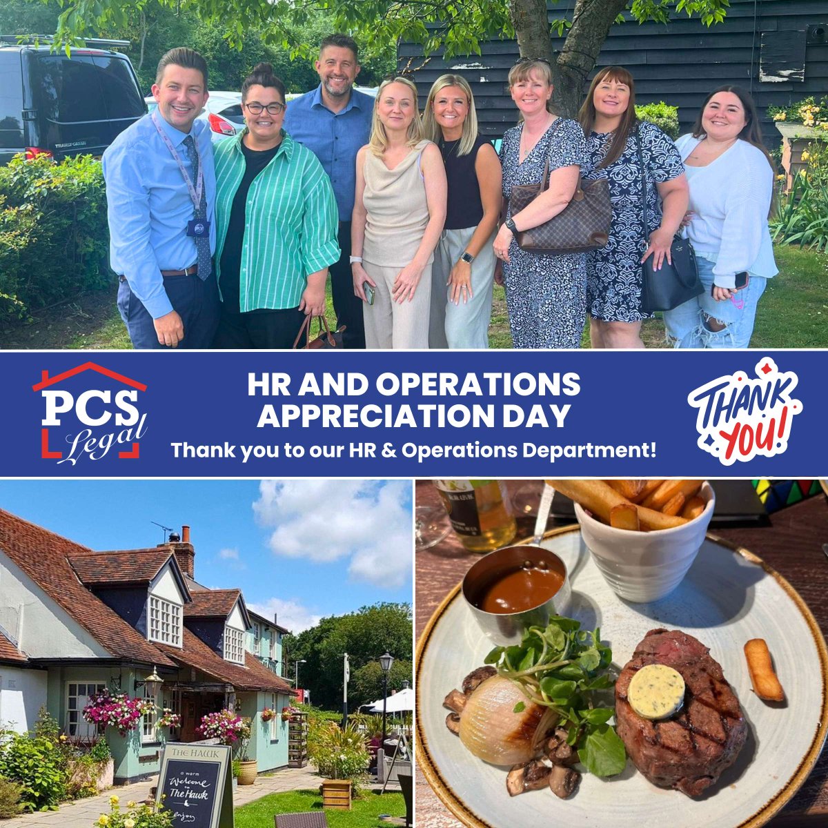 PCSLEGAL's tweet image. To show appreciation for our HR and Operations department, we took them to The Hawk in Battlesbridge for a lovely lunch ๐ฝ๏ธ
A huge thank you to our HR and Operations staff, whose support is essential to the work our conveyancers do every day!๐
#PCSLegal #Appreciation #Staff